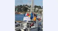 photo diaporama info manif en mer contre l'extraction de sable en baie de lannion
